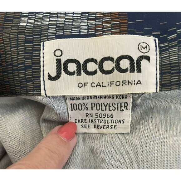 Vintage Jaccar of California Geometric Print Polo Shirt Large 70s Disco Vibe - Picture 10 of 10